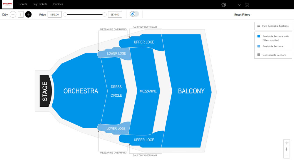 My Upgrade - Step 4 screenshot - Choose the new section and seats you would like to upgrade into