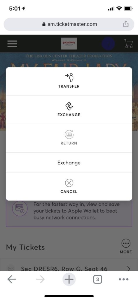 How to Exchange Tickets on iPhone - Step 3 Screenshot