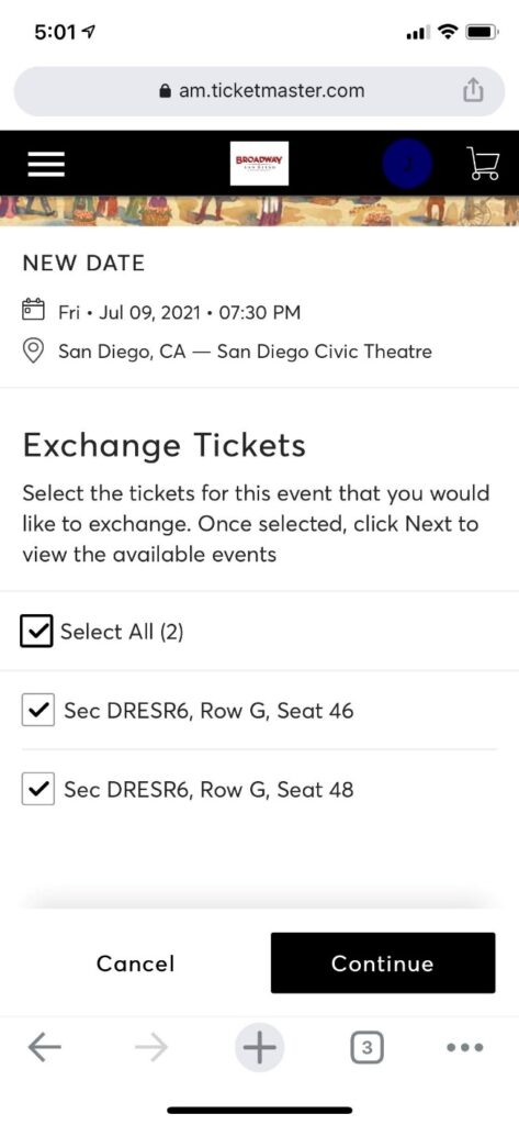 How to Exchange Tickets on iPhone - Step 4 Screenshot