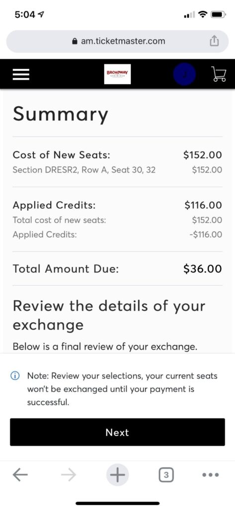 How to Exchange Tickets on iPhone - Step 8 Screenshot